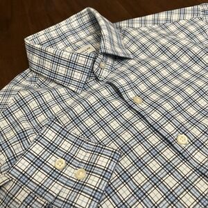 Peter Millar Shirt Mens Small Blue Gingham Summer Comfort Performance Keeneland